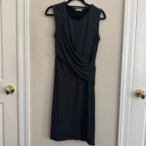 Three Dots Draped Gray Sleeveless Dress